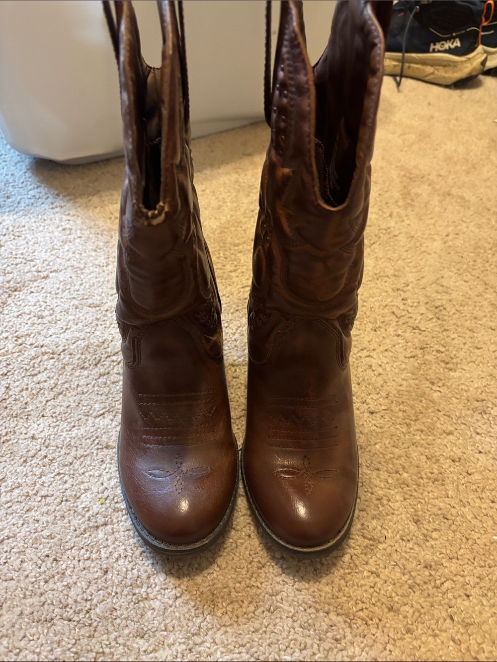 MIA Brown Leather Western Heeled Boots